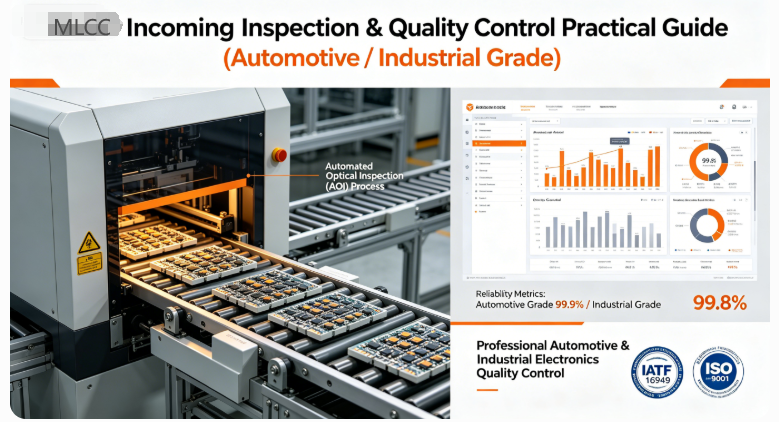 Incoming quality of MLCCs is the first defense line for system reliability. In automotive, industrial, and PV applications, more than 80% of mass MLCC failures result from non-compliant incoming materials, incomplete inspection, and poor quality control.